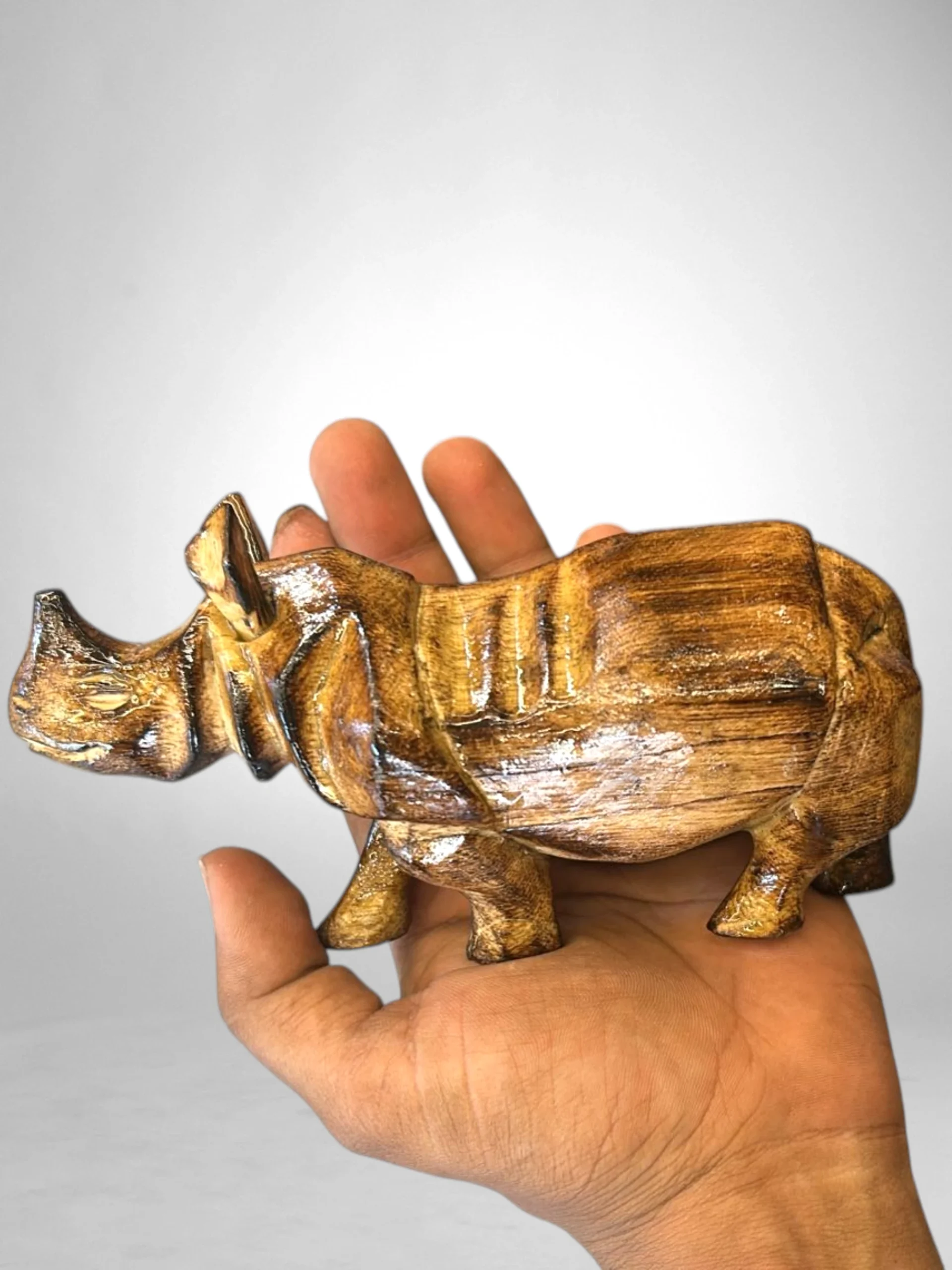Handicrafts_LozomWoodCraft_7 Rhino Sculpture - Wood Handcraft - Image 1